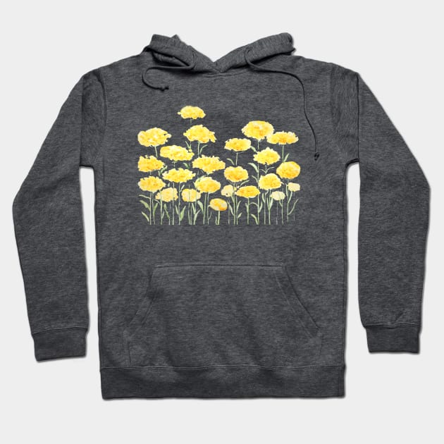 abstract yellow common yarrow flowers watercolor horizontal Hoodie by colorandcolor